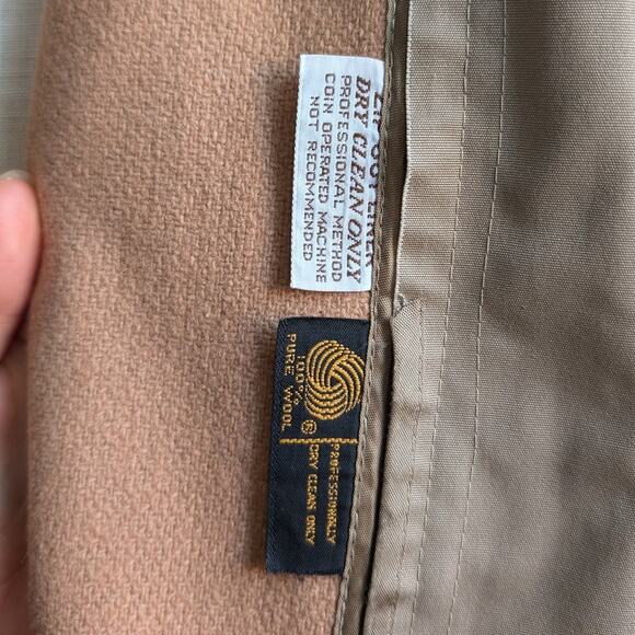 Vintage Neutral Trench Coat Longline Minimalist Wool Coat Duster Jacket Large - Picture 8 of 9